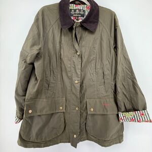 Barbour Women UK 18 US 14 Classic Beadnell® Ambrosa Wax Jacket Olive LWX0462OL51